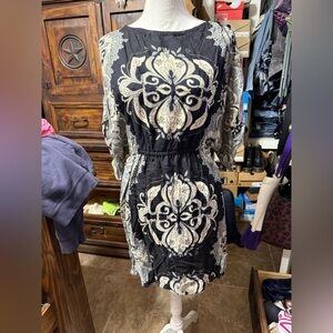 Angie Black and White Dress 3/4 Sleeve